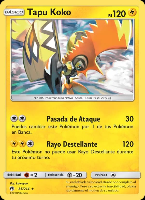 Tapu Koko card in Spanish