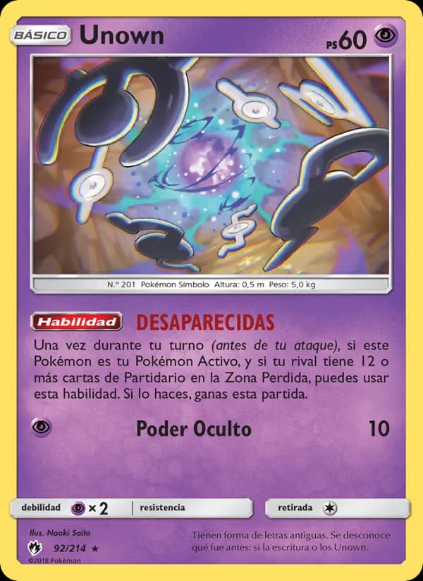 Unown card in Spanish
