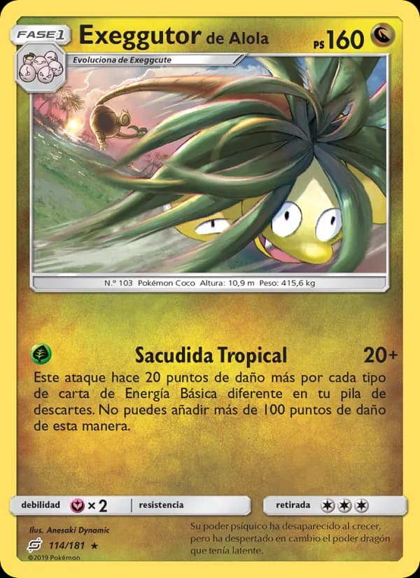 Exeggutor de Alola card in Spanish