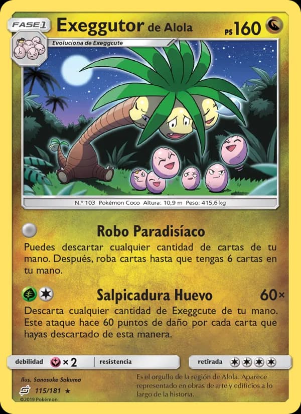 Exeggutor de Alola card in Spanish