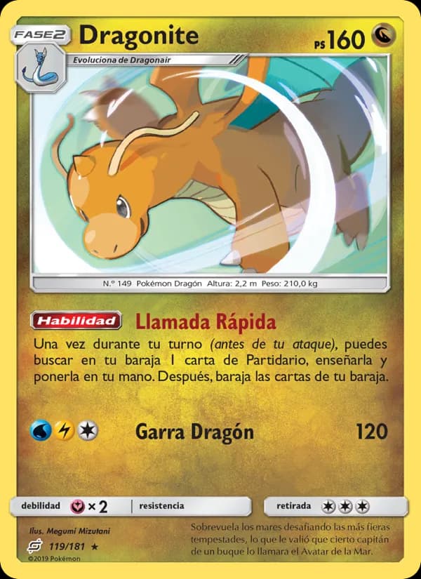 Dragonite card in Spanish