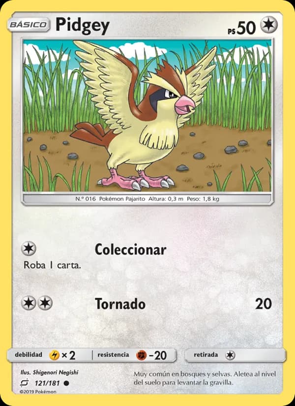 Pidgey card in Spanish