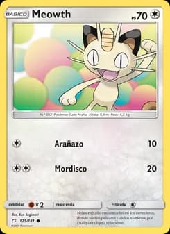 Meowth card in Spanish