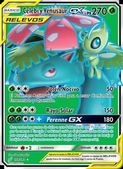 Celebi y Venusaur GX card in Spanish