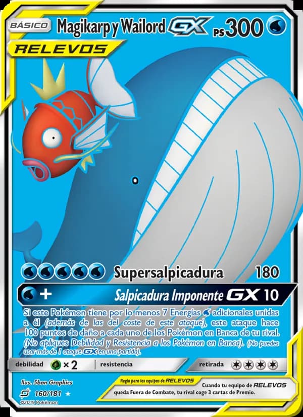 Magikarp y Wailord GX card in Spanish