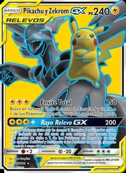 Pikachu y Zekrom GX card in Spanish