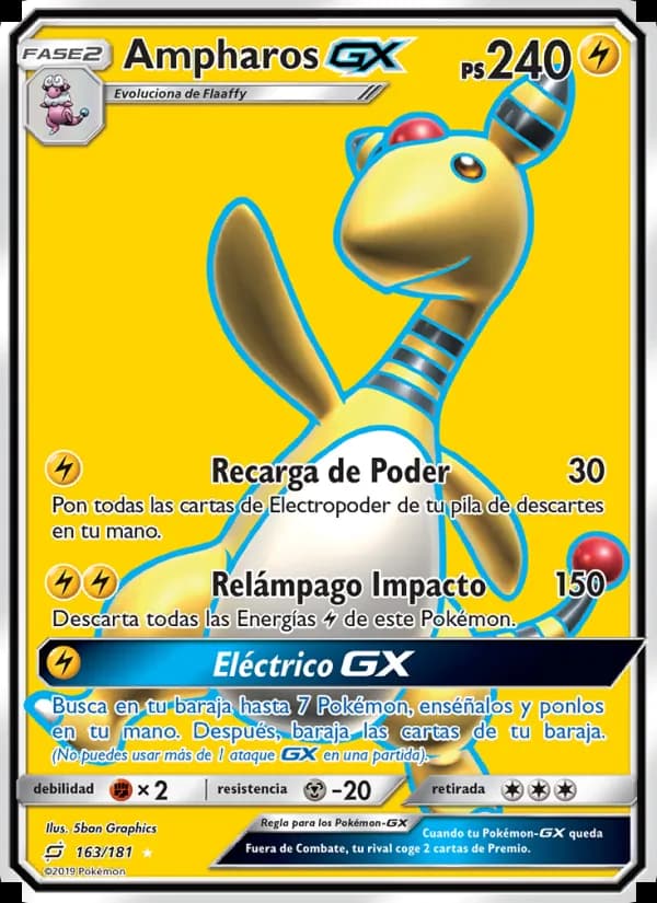 Ampharos GX card in Spanish