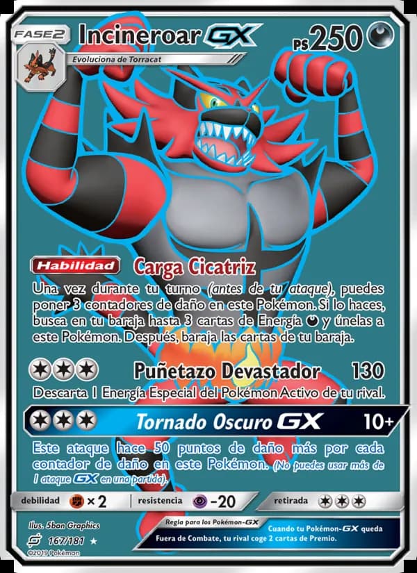 Incineroar GX card in Spanish