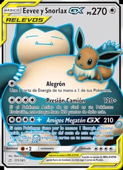 Eevee y Snorlax GX card in Spanish