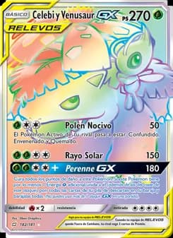 Celebi y Venusaur GX card in Spanish