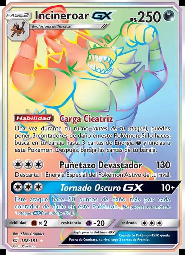 Incineroar GX card in Spanish
