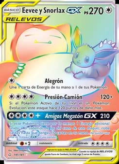 Eevee y Snorlax GX card in Spanish