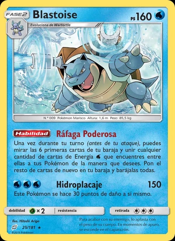 Blastoise card in Spanish
