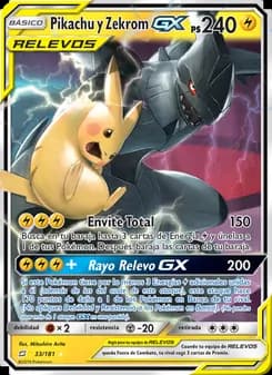 Pikachu y Zekrom GX card in Spanish