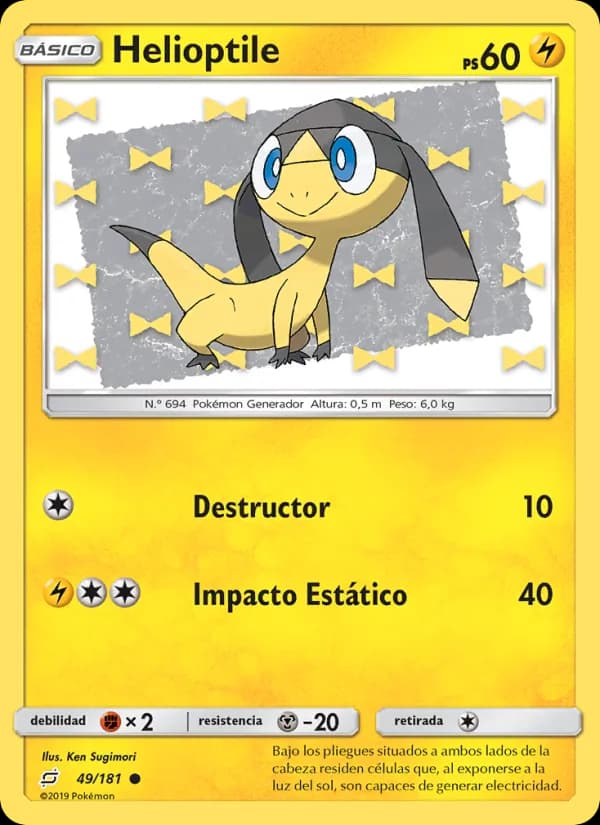 Helioptile card in Spanish