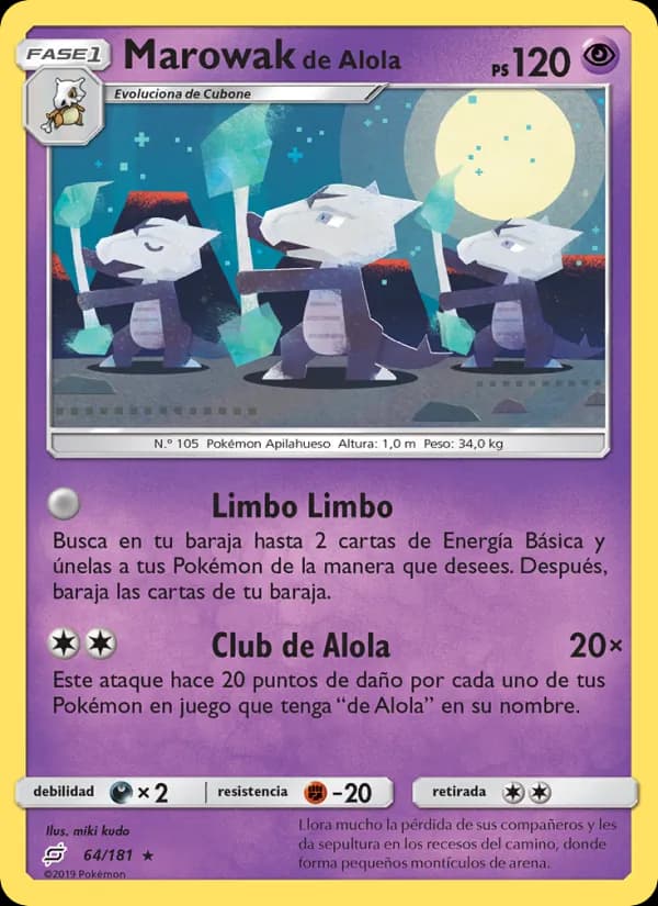 Marowak de Alola card in Spanish