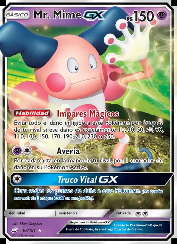 Mr. Mime GX card in Spanish