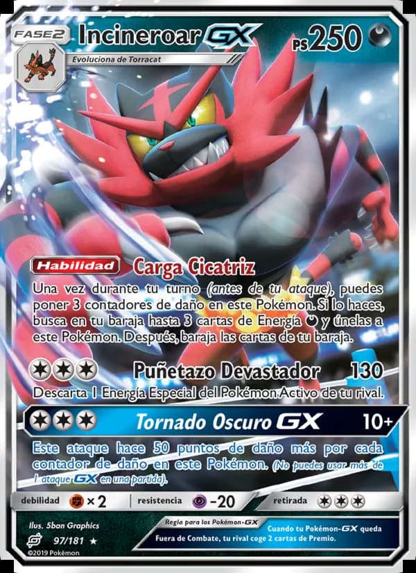 Incineroar GX card in Spanish