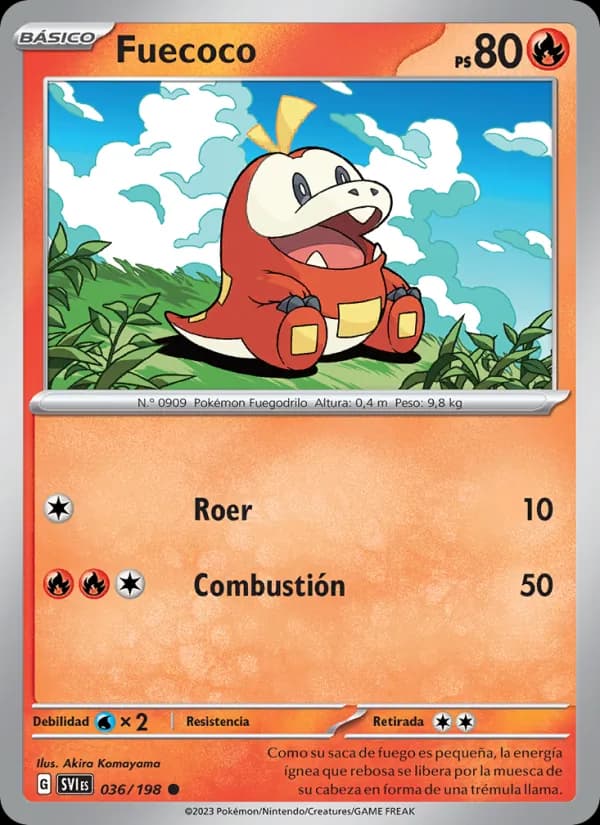Fuecoco card in Spanish