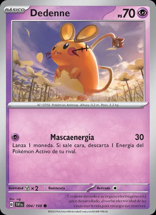 Dedenne card in Spanish