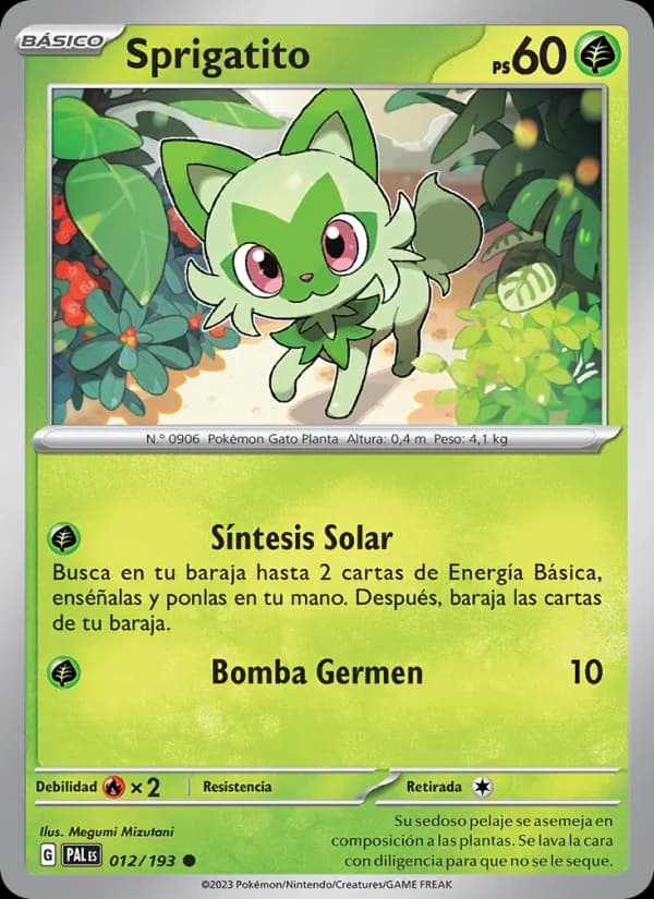 Sprigatito card in Spanish