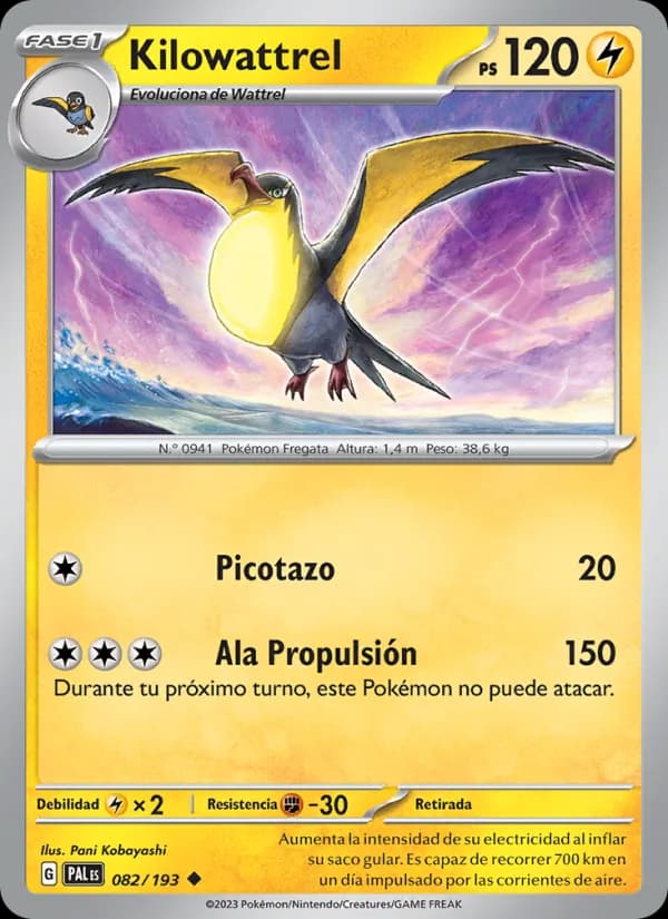 Kilowattrel card in Spanish