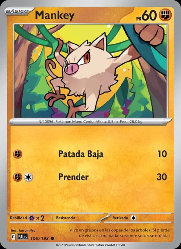 Mankey card in Spanish