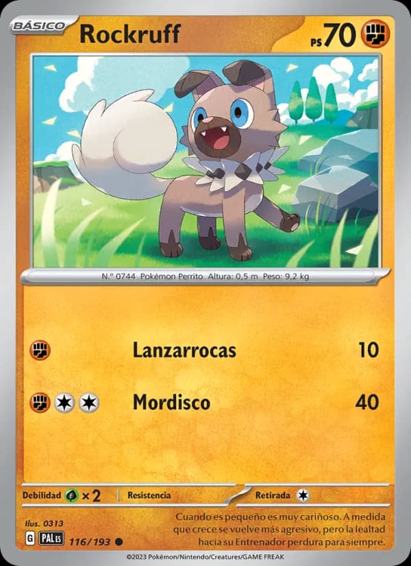 Rockruff card in Spanish