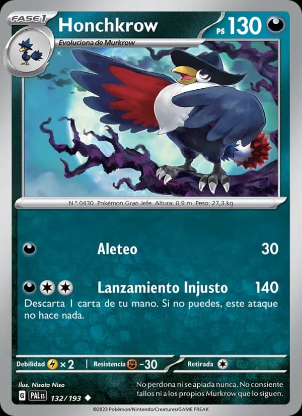 Honchkrow card in Spanish