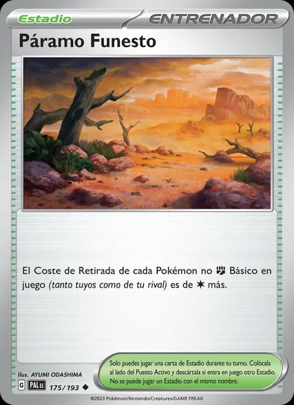 Páramo Funesto card in Spanish