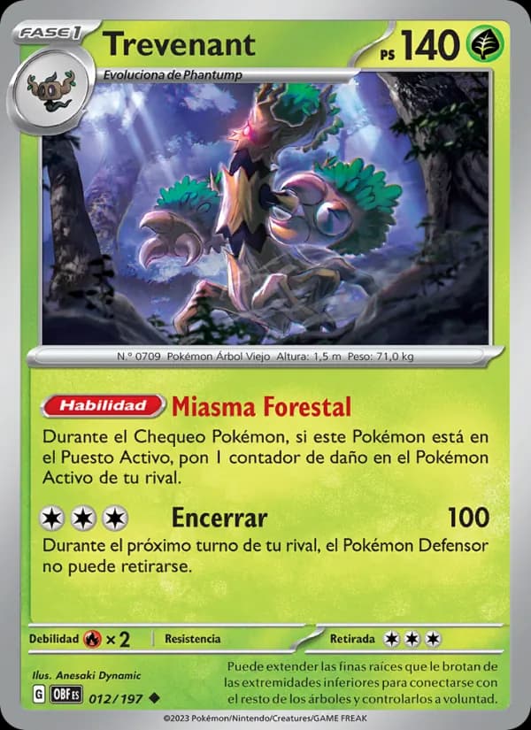 Trevenant card in Spanish