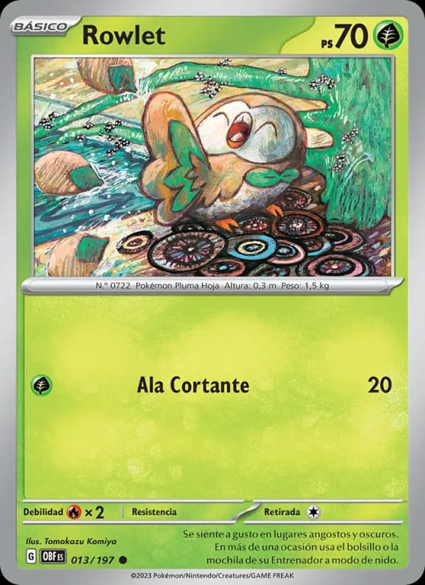Rowlet card in Spanish