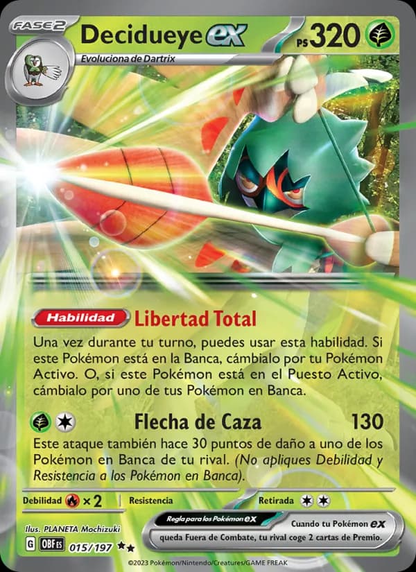 Decidueye ex card in Spanish
