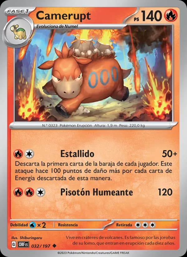 Camerupt card in Spanish