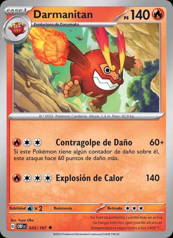 Darmanitan card in Spanish