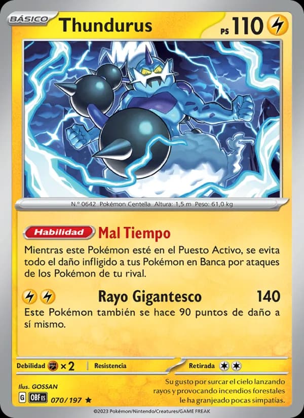 Thundurus card in Spanish