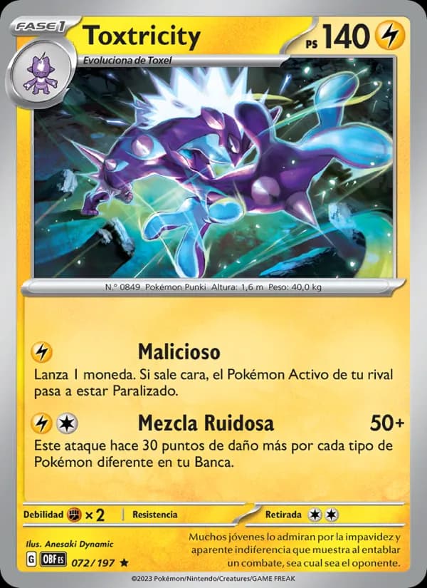 Toxtricity card in Spanish