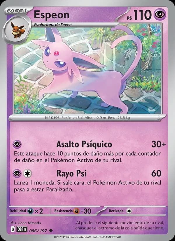 Espeon card in Spanish