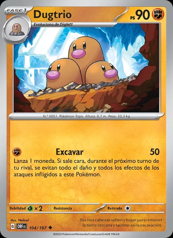 Dugtrio card in Spanish