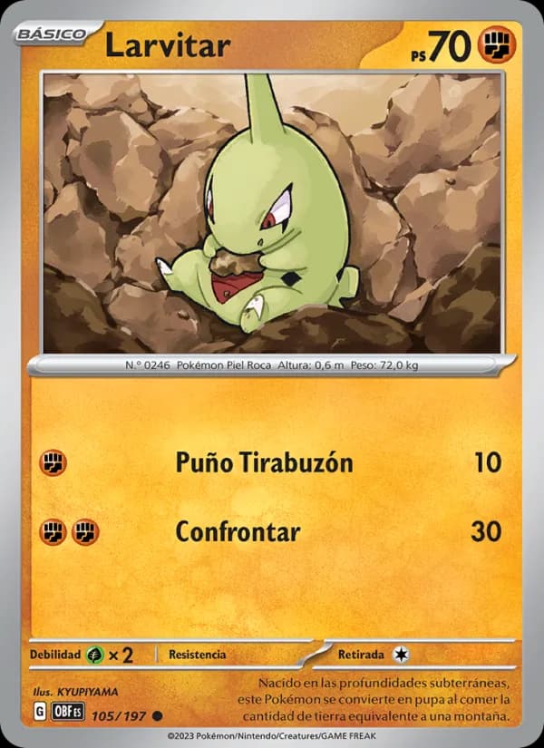 Larvitar card in Spanish