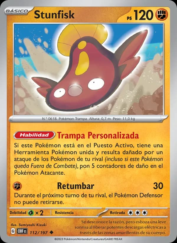 Stunfisk card in Spanish