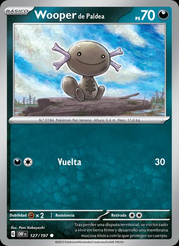 Wooper de Paldea card in Spanish