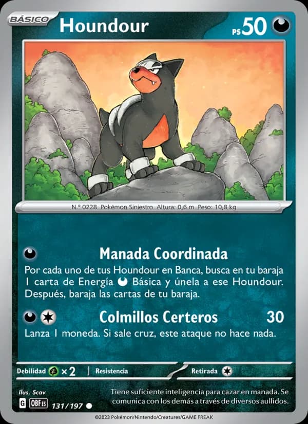 Houndour card in Spanish