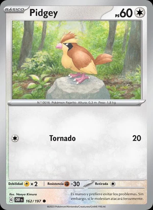 Pidgey card in Spanish