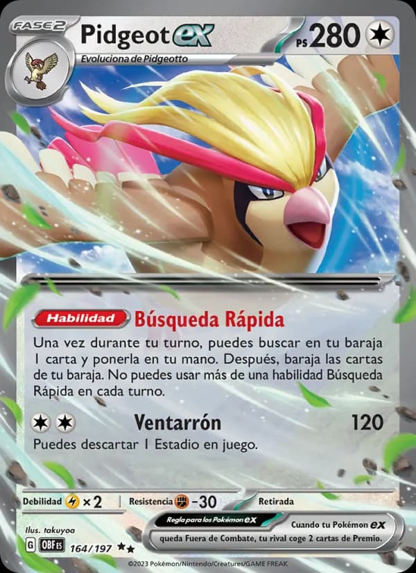 Pidgeot ex card in Spanish