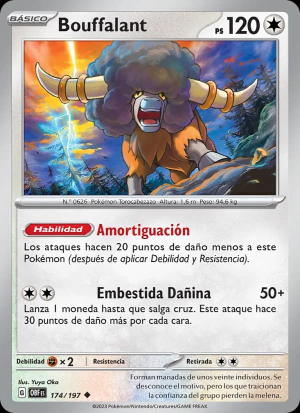 Bouffalant card in Spanish