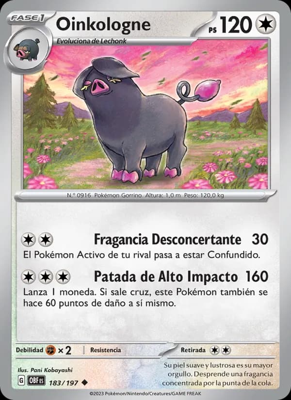 Oinkologne card in Spanish