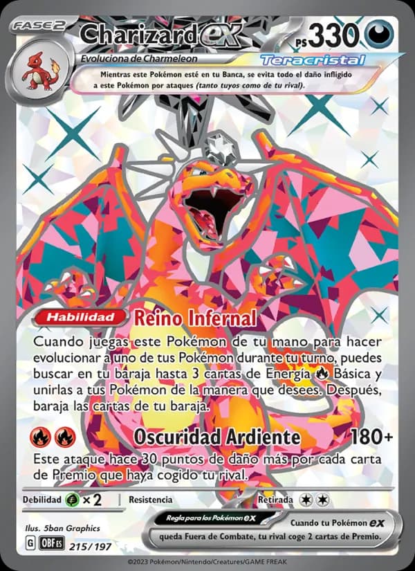 Charizard ex card in Spanish