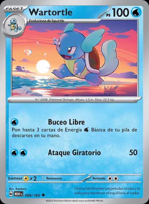 Wartortle card in Spanish