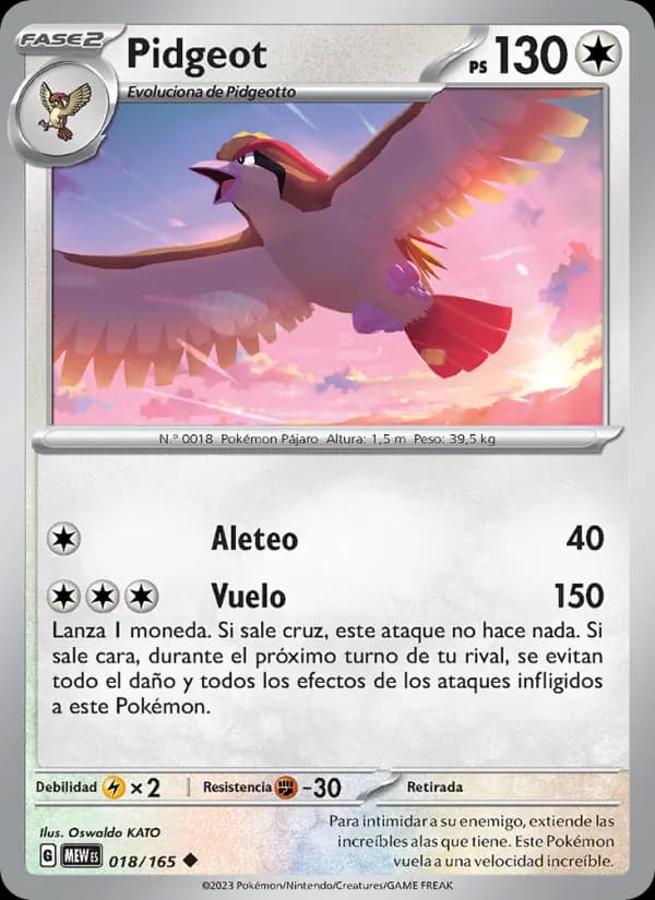 Pidgeot card in Spanish